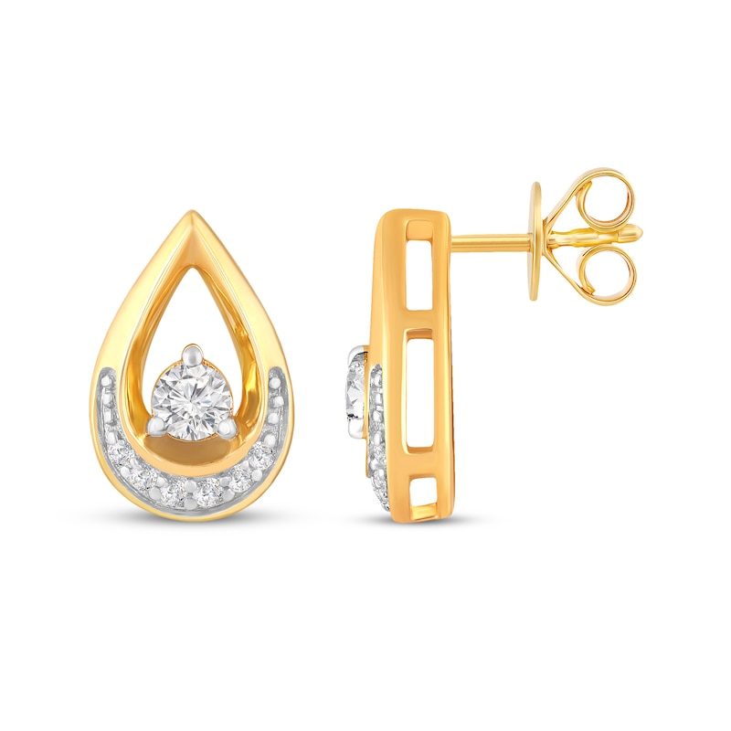 Main Image 3 of Diamond Teardrop Earrings 1/5 ct tw 10K Yellow Gold