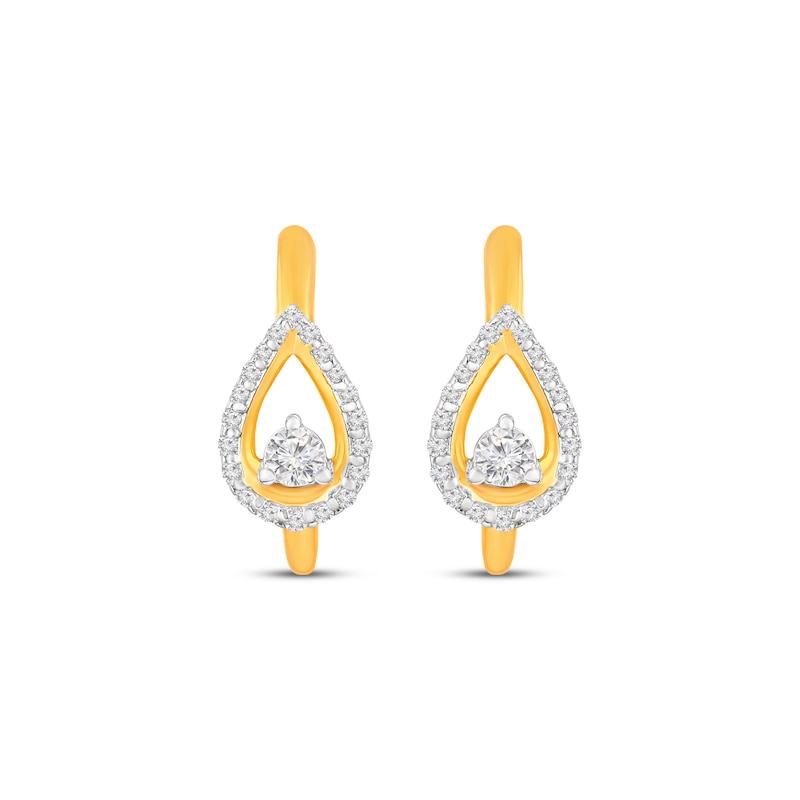 Main Image 2 of Diamond Teardrop Hoop Earrings 1/3 ct tw 10K Yellow Gold