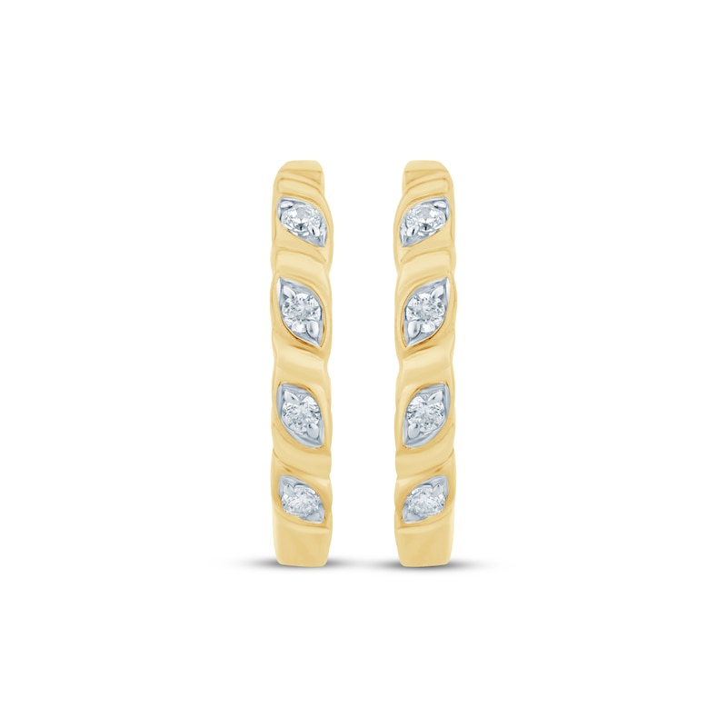 Main Image 2 of Diamond Twist Huggie Hoop Earrings 1/20 ct tw 10K Yellow Gold