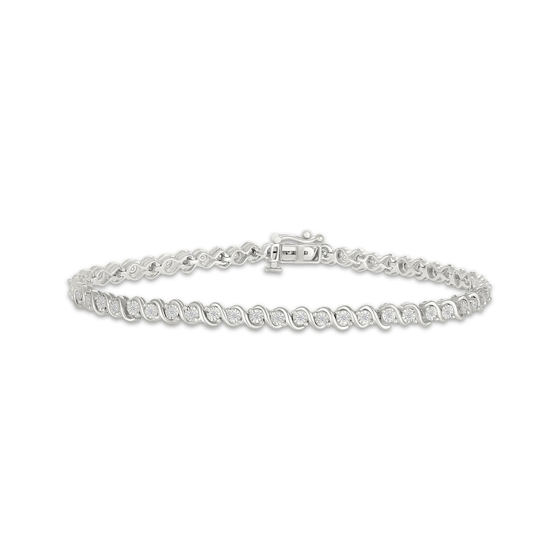 Main Image 1 of Diamond Swirl Link Bracelet 1/4 ct tw 10K White Gold 7&quot;