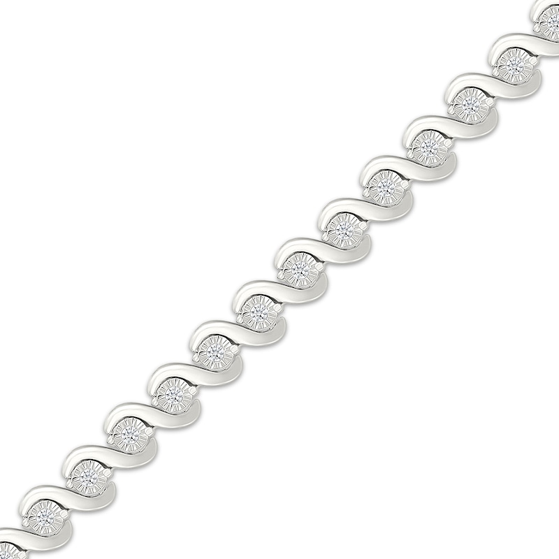 Main Image 2 of Diamond Swirl Link Bracelet 1/4 ct tw 10K White Gold 7&quot;