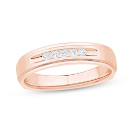 Now + Forever Men's Five-Stone Diamond Wedding Band 1/8 ct tw 10K Rose Gold