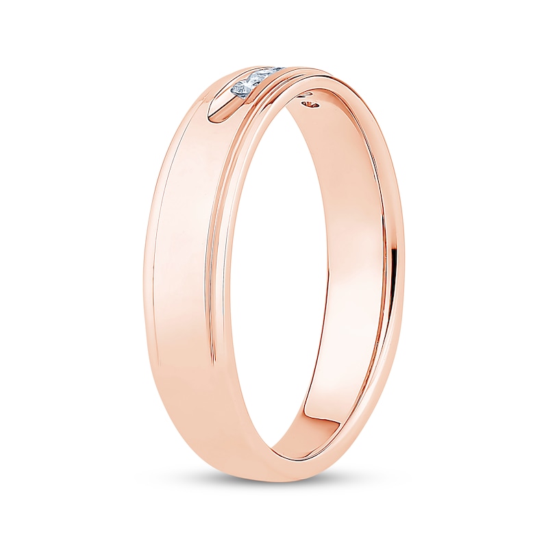 Main Image 2 of Now + Forever Men's Five-Stone Diamond Wedding Band 1/8 ct tw 10K Rose Gold