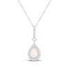 Thumbnail Image 1 of Pear-Shaped Lab-Created Opal & White Lab-Created Sapphire Necklace Sterling Silver 18&quot;