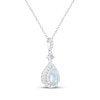 Thumbnail Image 2 of Pear-Shaped Lab-Created Opal & White Lab-Created Sapphire Necklace Sterling Silver 18&quot;