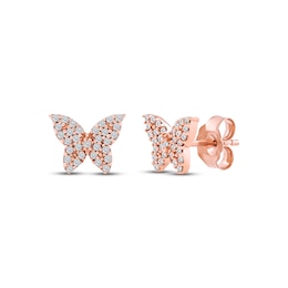 Diamond Butterfly Stud Earrings 1/6 ct tw 10K Rose Gold