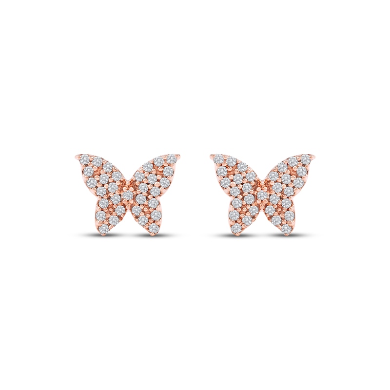 Main Image 2 of Diamond Butterfly Stud Earrings 1/6 ct tw 10K Rose Gold