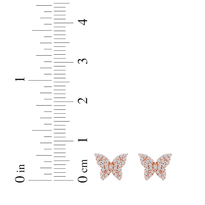 Main Image 5 of Diamond Butterfly Stud Earrings 1/6 ct tw 10K Rose Gold