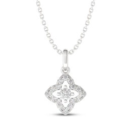 THE LEO Diamond Flower Necklace 1/4 ct tw 14K White Gold 19&quot;