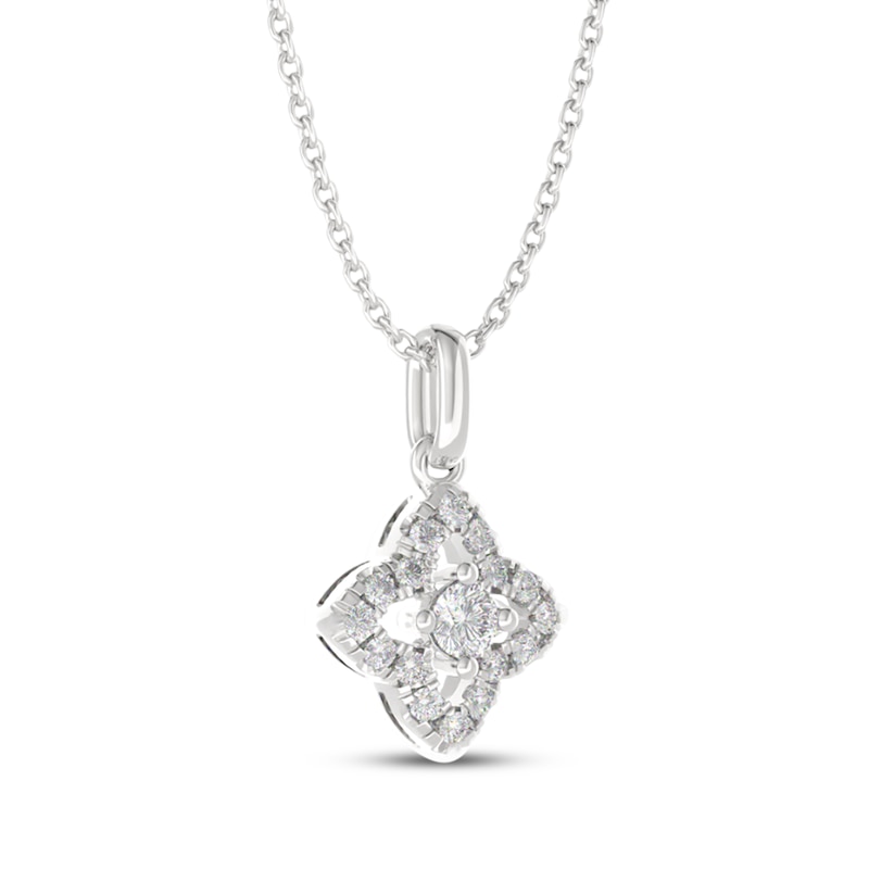 Main Image 2 of THE LEO Diamond Flower Necklace 1/4 ct tw 14K White Gold 19&quot;