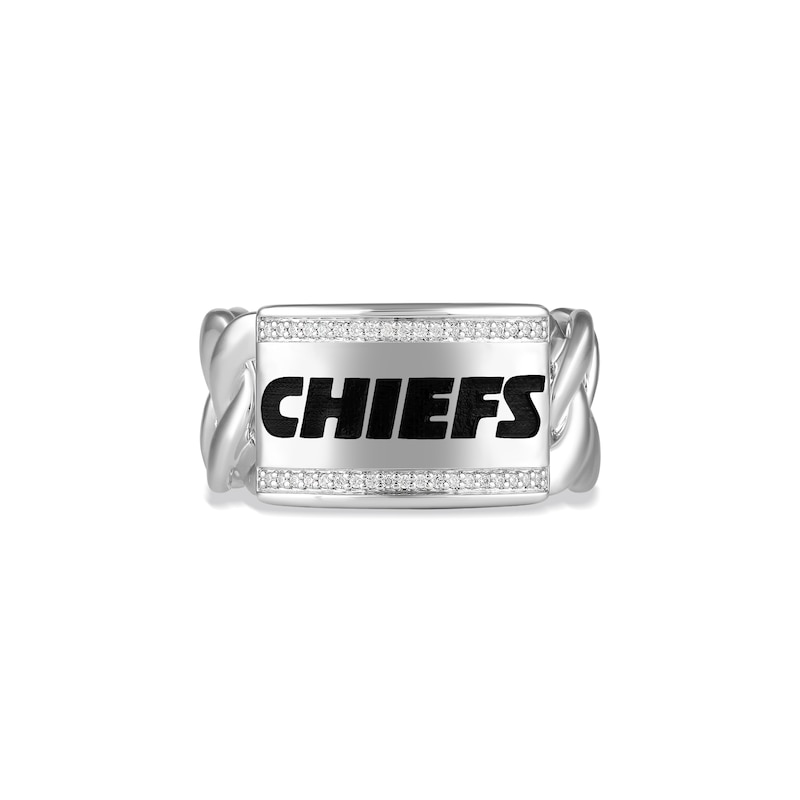 Main Image 1 of True Fans Kansas City Chiefs 1/10ct tw Diamond &quot;CHIEFS&quot; Chain Ring Sterling Silver