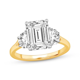 Memories Moments Magic Emerald-Cut Lab-Grown Diamond Three-Stone Engagement Ring 3-7/8 ct tw 14K Yellow Gold