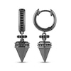 Thumbnail Image 1 of Ink & Ice Black Diamond Spike Dangle Hoop Earrings 1/4 ct tw Black Rhodium-Plated Sterling Silver