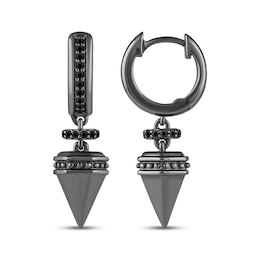 Ink & Ice Black Diamond Spike Dangle Hoop Earrings 1/4 ct tw Black Rhodium-Plated Sterling Silver