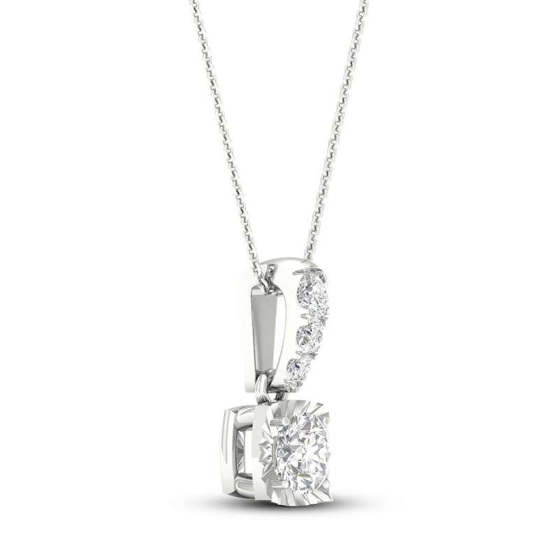 Main Image 2 of Diamond Solitaire Necklace 1/3 ct tw Round-cut 10K White Gold 18&quot; (I/I3)