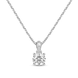 GSI Solitaire Diamond Necklace 1/3 ct tw Round-cut 14K White Gold 18&quot; (I/I1)