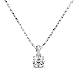 GSI Solitaire Diamond Necklace 1/2 ct tw Round-cut 14K White Gold 18&quot; (I/I1)