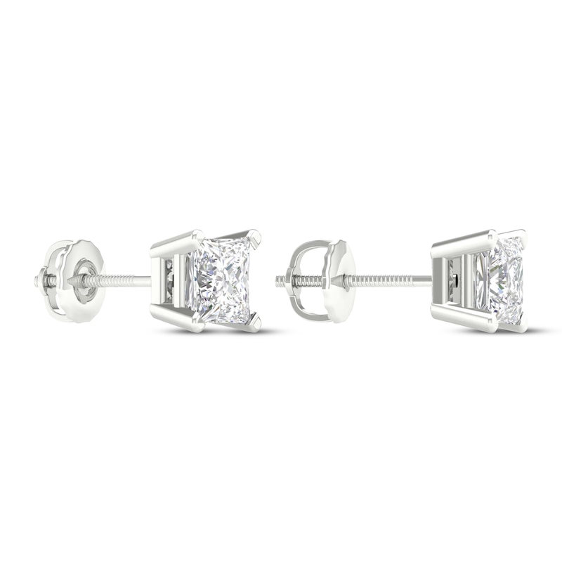 Main Image 4 of Lab-Grown Diamonds by KAY Princess-Cut Solitaire Stud Earrings 1-1/2 ct tw 14K White Gold (F/SI2)