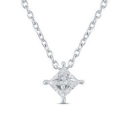 Lab-Created Diamonds by KAY Princess-Cut Solitaire Necklace 1/2 ct tw 14K White Gold 19&quot; (F/SI2)
