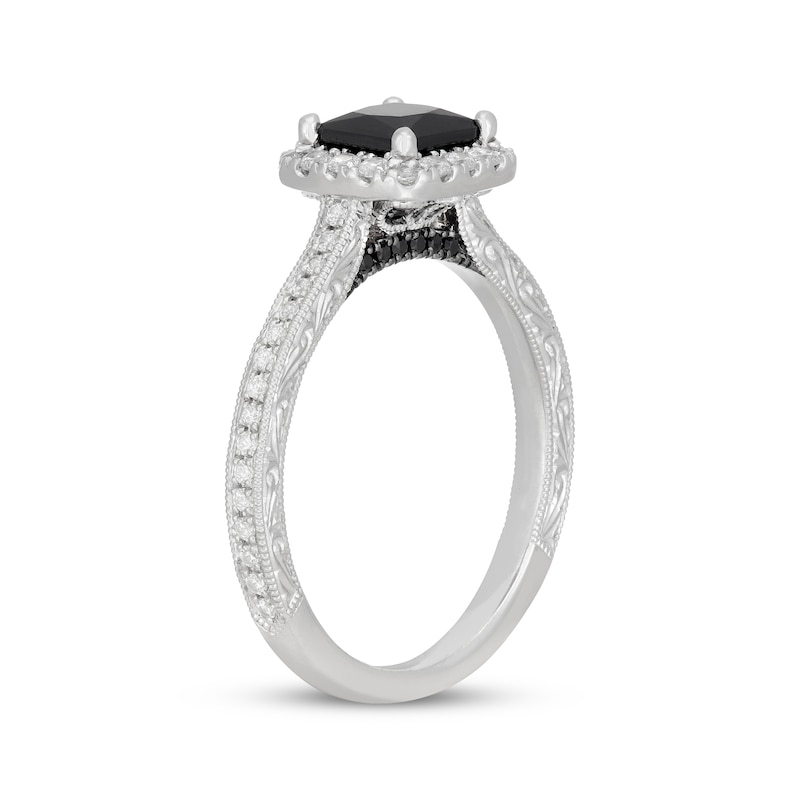 Main Image 2 of Neil Lane Princess-Cut Black & White Diamond Engagement Ring 1-3/8 ct tw 14K White Gold