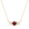 Thumbnail Image 1 of Ruby & Diamond Three-Stone Necklace 1/8 ct tw 10K Yellow Gold