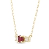 Thumbnail Image 2 of Ruby & Diamond Three-Stone Necklace 1/8 ct tw 10K Yellow Gold