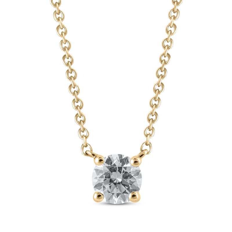 Lab-Created Diamonds by KAY Round-Cut Solitaire Necklace 1/2 ct tw 14K Yellow Gold 19"