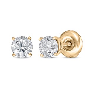 Certified (SI2-I1) 1/5ct tw to 2.00ct tw Natural Diamond Earrings-14K Gold-Screw Back 3/8 ctw (.40 CTW) / 14K Yellow Gold