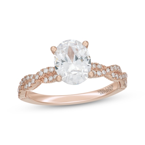Neil Lane Artistry Oval-Cut Lab-Created Diamond Engagement Ring 1-3/4 ct tw 14K Rose Gold