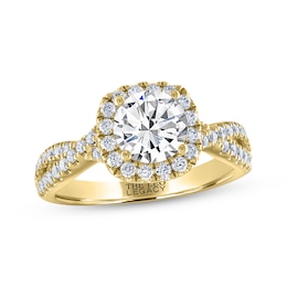 THE LEO Legacy Lab-Created Diamond Round-Cut Halo Engagement Ring 2 ct tw 14K Yellow Gold