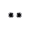 Thumbnail Image 2 of Black & White Diamond Halo Stud Earrings 1 ct tw 10K White Gold