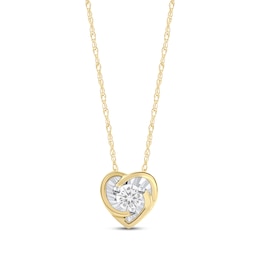 Radiant Reflections Diamond Solitaire Heart Necklace 1/8 ct tw 10K Yellow Gold 18&quot; (J/I3)