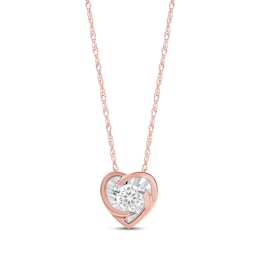 Radiant Reflections Diamond Solitaire Heart Necklace 1/8 ct tw 10K Rose Gold 18&quot; (J/I3)