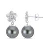 Thumbnail Image 1 of Tahitian Cultured Pearl & DIamond Flower Drop Earrings 1/20 ct tw 10K White Gold