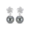 Thumbnail Image 2 of Tahitian Cultured Pearl & DIamond Flower Drop Earrings 1/20 ct tw 10K White Gold