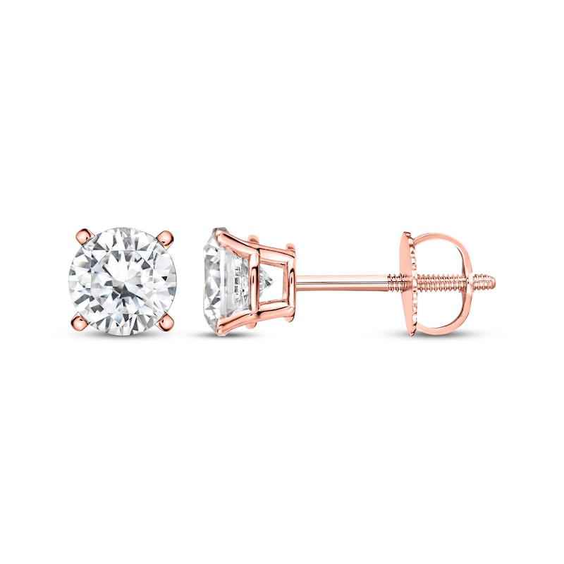 Main Image 1 of Lab-Grown Diamonds by KAY Round-Cut Solitaire Stud Earrings 1-1/2 ct tw 14K Rose Gold (I/SI2)