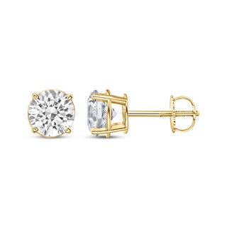 14K White Gold Four Prong Round Brilliant Lab Created Diamond Stud