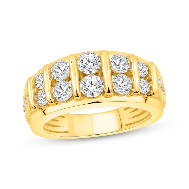 Main Image 1 of Men's KAY Lab-Grown Diamonds Column Ring 2 ct tw 10K Yellow Gold