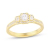 Thumbnail Image 1 of Emerald-Cut Diamond Three-Stone Engagement Ring 1/2 ct tw 14K Yellow Gold