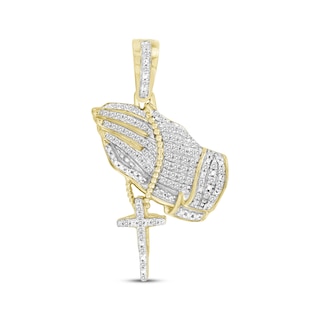 Diamond & Lab-Created Ruby Owl Charm 3/4 ct tw Round & Baguette-cut 10K  Yellow Gold