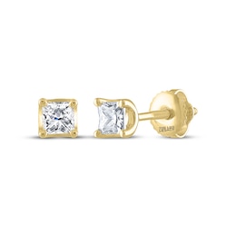 THE LEO Legacy Lab-Grown Diamond Princess-Cut Solitaire Stud Earrings 1/2 ct tw 14K Yellow Gold (F/VS2)