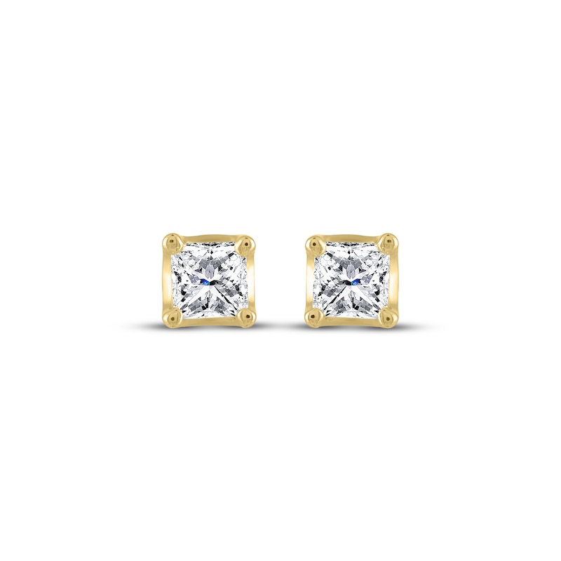 Main Image 2 of THE LEO Legacy Lab-Grown Diamond Princess-Cut Solitaire Stud Earrings 1/2 ct tw 14K Yellow Gold (F/VS2)