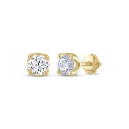 THE LEO Legacy Lab-Grown Diamond Round-Cut Solitaire Stud Earrings 1 ct tw 14K Yellow Gold (F/VS2)