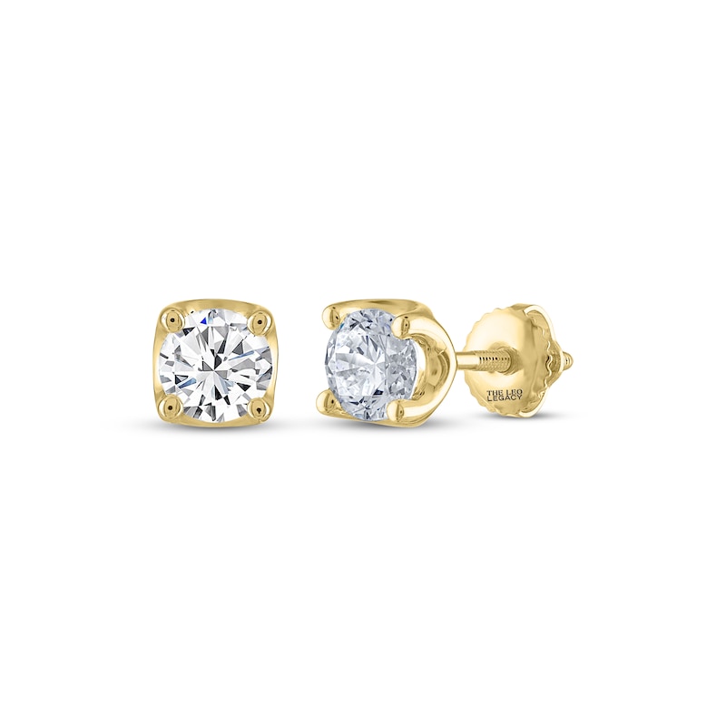 THE LEO Legacy Lab-Created Diamond Round-Cut Solitaire Stud Earrings 1 ct tw 14K Yellow Gold (F/VS2)