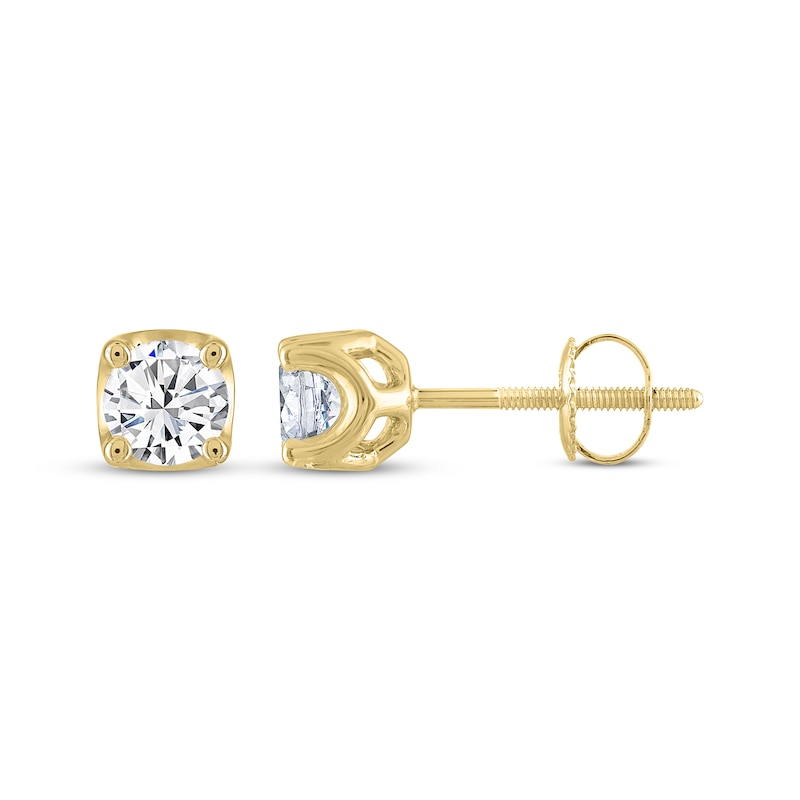 THE LEO Legacy Lab-Created Diamond Round-Cut Solitaire Stud Earrings 1 ct tw 14K Yellow Gold (F/VS2)