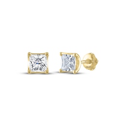 THE LEO Legacy Lab-Grown Diamond Princess-Cut Solitaire Stud Earrings 1-1/2 ct tw 14K Yellow Gold (F/VS2)