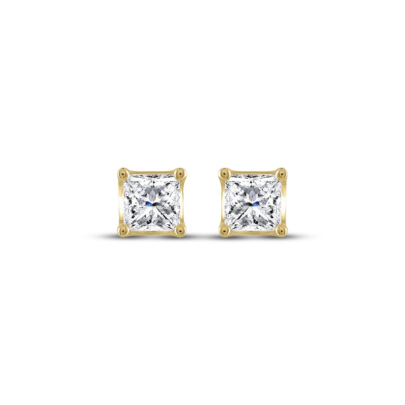 Main Image 2 of THE LEO Legacy Lab-Grown Diamond Princess-Cut Solitaire Stud Earrings 1-1/2 ct tw 14K Yellow Gold (F/VS2)