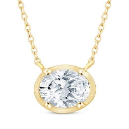 KAY Lab-Grown Diamonds Oval-Cut Sideways Solitaire Necklace 1/3 ct tw 14K Yellow Gold 18&quot;