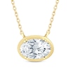 Thumbnail Image 1 of Lab-Grown Diamonds by KAY Oval-Cut Sideways Solitaire Necklace 1/2 ct tw 14K Yellow Gold 18&quot;