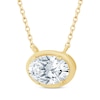 Thumbnail Image 2 of Lab-Grown Diamonds by KAY Oval-Cut Sideways Solitaire Necklace 1/2 ct tw 14K Yellow Gold 18&quot;